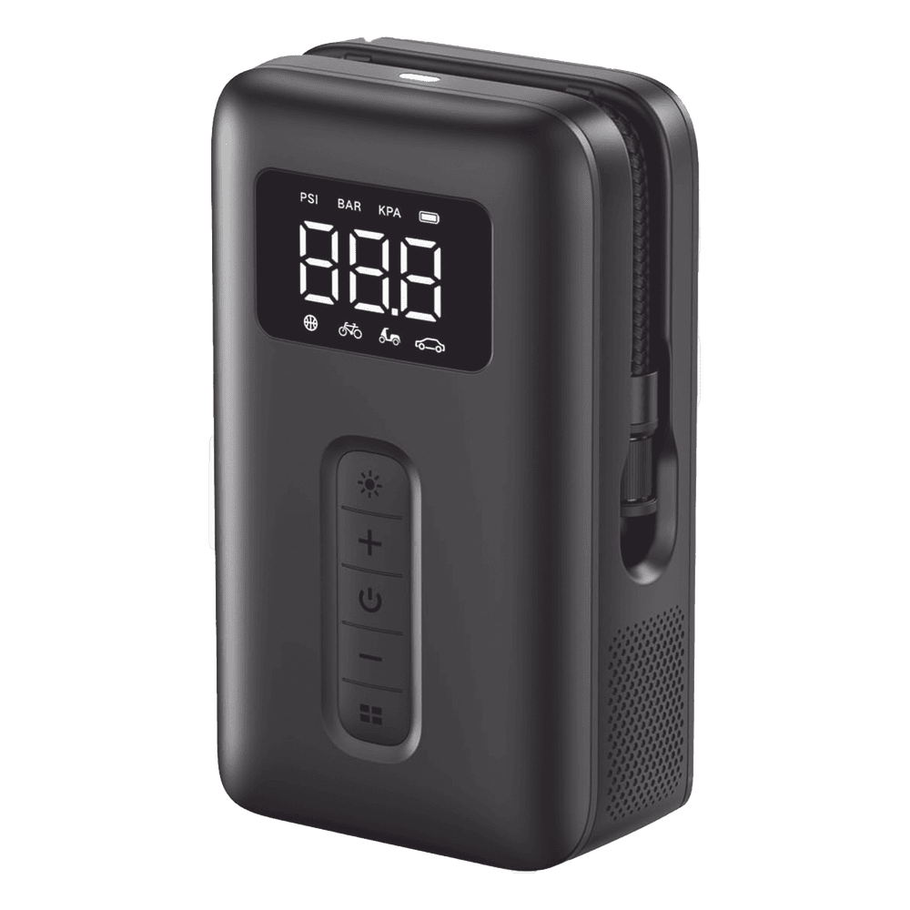 Inflador de Neumáticos | Compresor de Aire Portátil |  Bomba de Aire de 150 PSI | Flujo de Aire de 15L/Min | Con Batería Integrada | Cuenta con Luz LED | Ideal para coches, bicicletas, pelotas de motocicleta. 15951