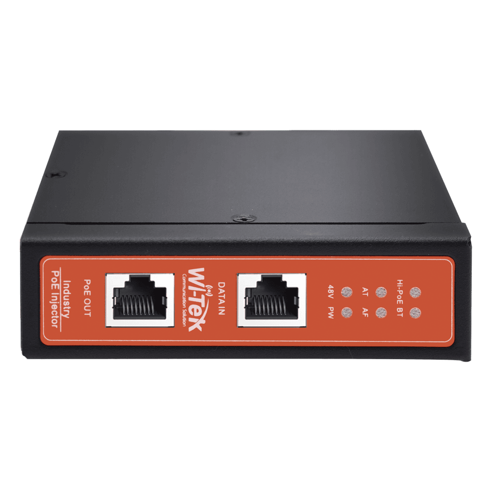 Inyector PoE Industrial / DC entrada 12-57V / PoE salida de Hasta 90W / Carcasa de Metal / Riel DIN / Aplicaciones CCTV WIPOE58BTIDC