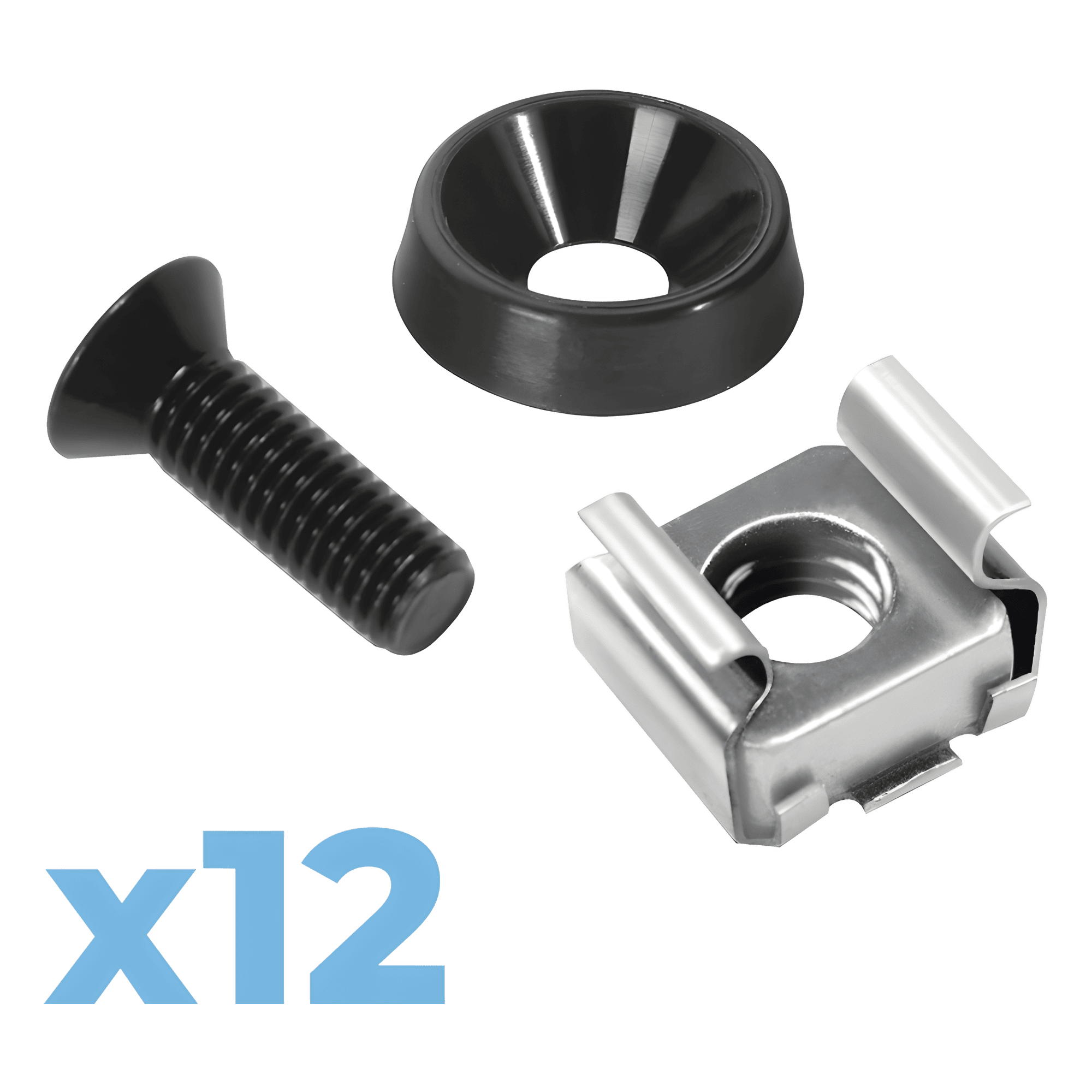 Juego de 12 Tornillos con 12 Arandelas y 12 Tuercas Enjauladas para Rack Linkedpro LP-TAT-12