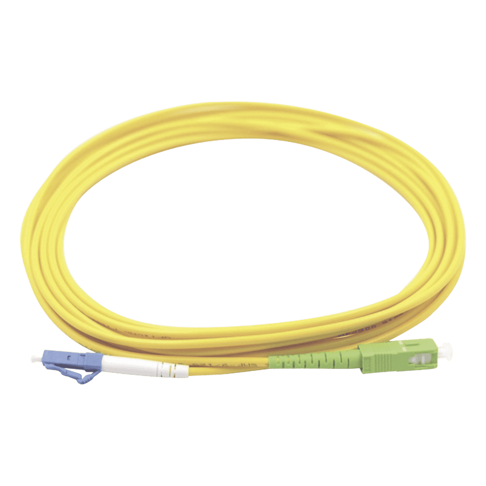 Jumper de Fibra Óptica Monomodo LC/UPC SC/APC Simplex, Color Amarillo 1 Metro (3.28 Pies) LP-FO-LCU-SCA-01