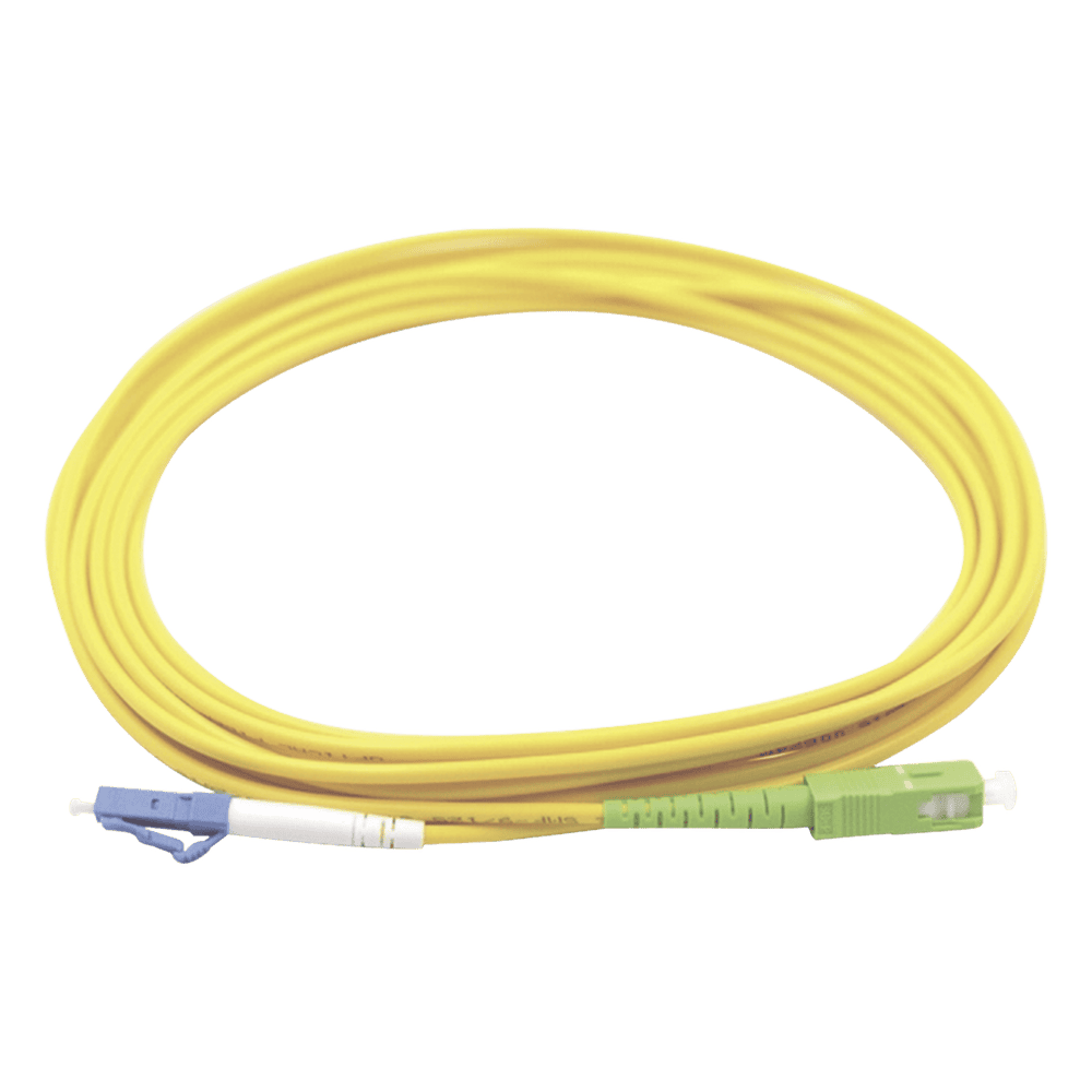 Jumper de Fibra Óptica Monomodo LC/UPC-SC/APC Simplex, Color Amarillo 3 Metros (9.84 Pies) LP-FO-LCU-SCA-03