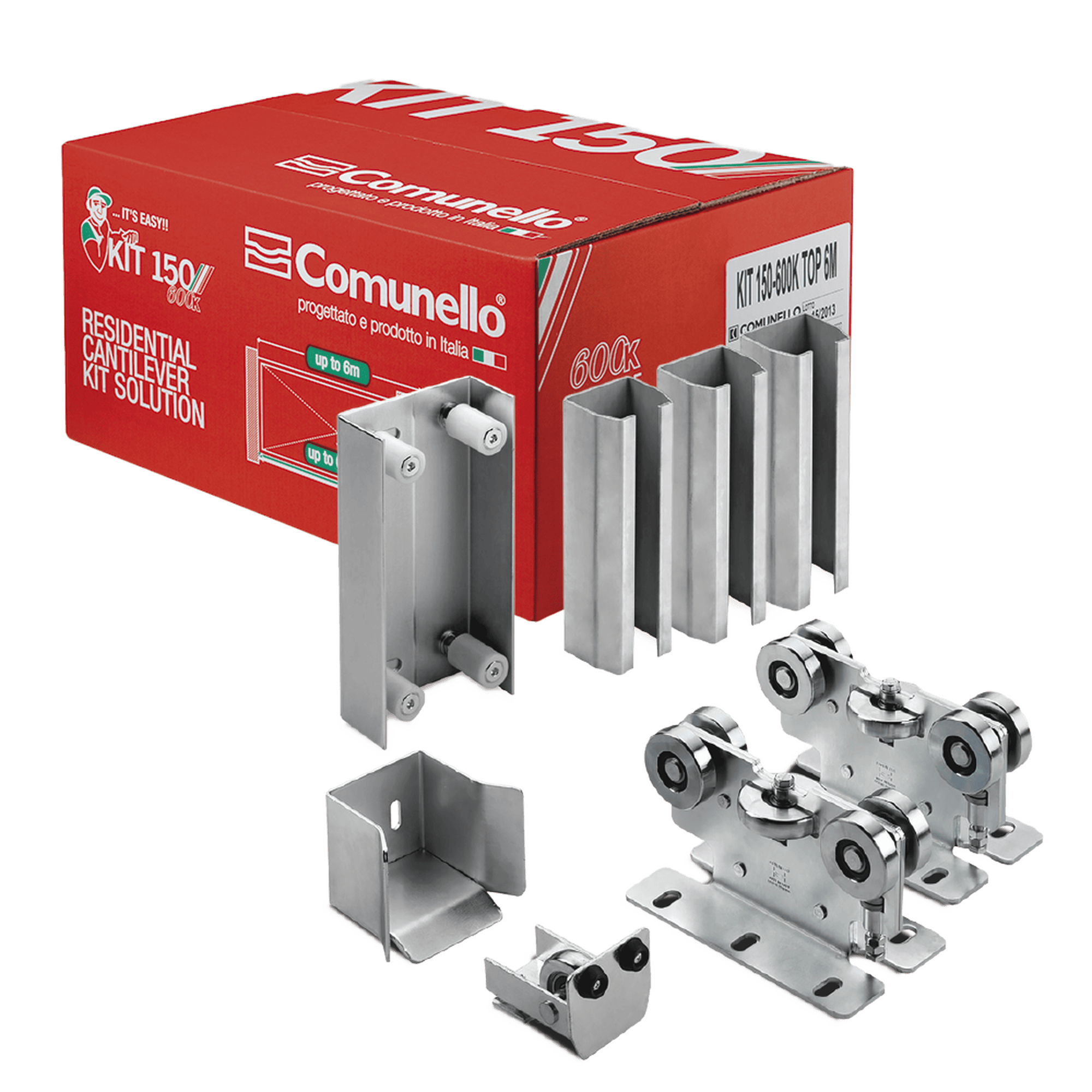 KIT para puertas autoportantes de hasta 3 m y 600 kg con guia para puertas corredizas 19912325