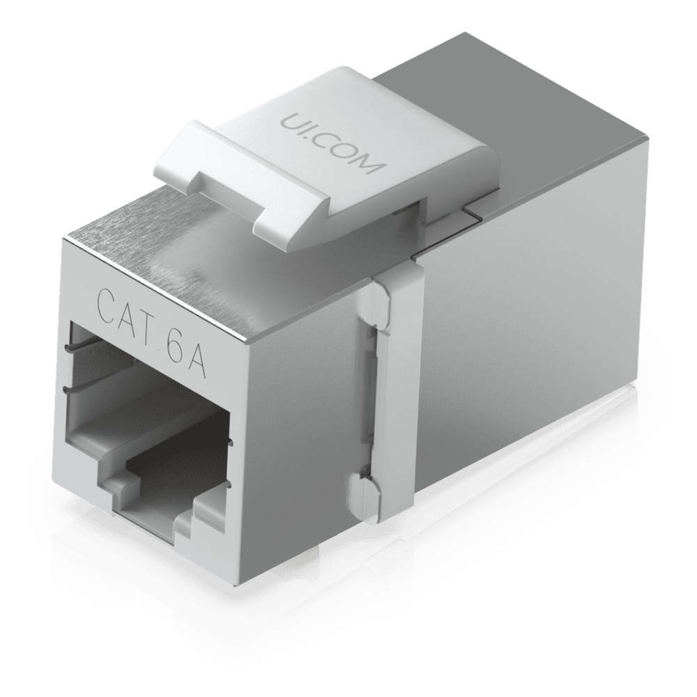 Keystone Coupler Cat6A Pass-Through para Cable Ethernet Preterminado, Instalación Snap-In en Patch Panel, Paquete con 12 Piezas UACC-KEYSTONE-COUPLER-C6A