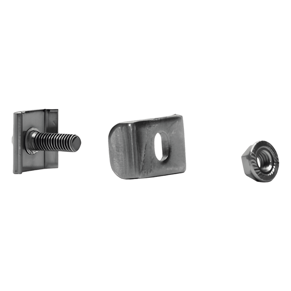 Kit 2 para unir tramos de charola, clema mediana, mas tornillo encastardo, con acabado Electro Zinc MG-51-KIT2EZ