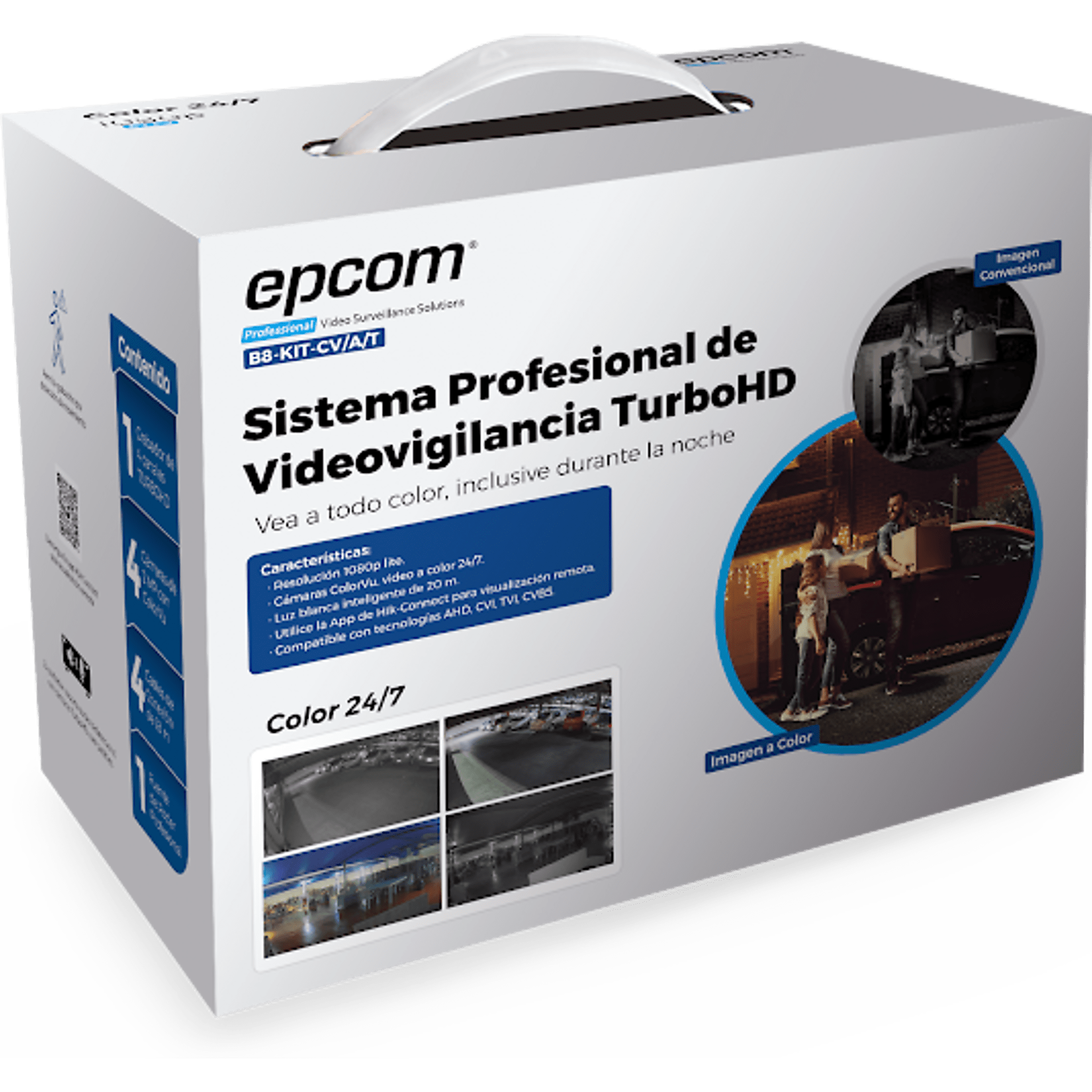Kit TurboHD 1080p / DVR 4 Canales / 4 Cámaras Bala ColorVu con Microfono Integrado / Fuente de Poder / Accesorios de Instalación B8-KIT-CV/AT