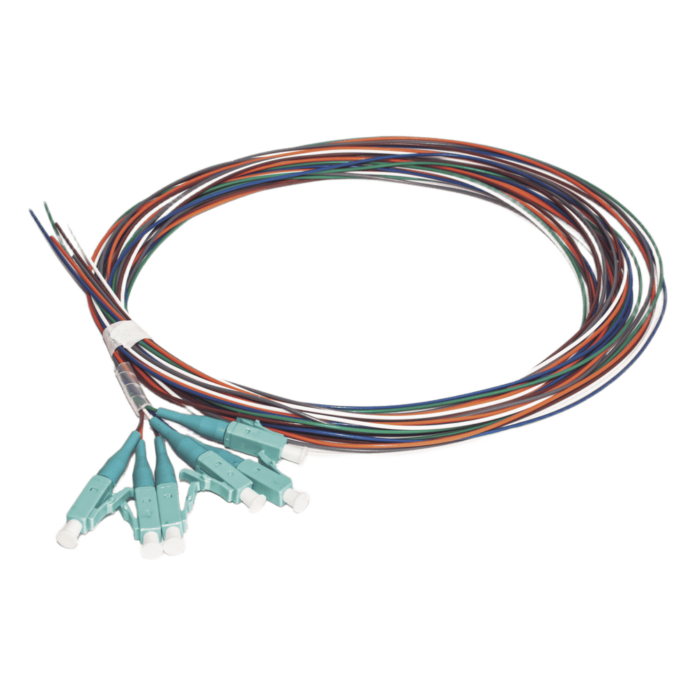 Kit de 6 Pigtails LC Multimodo OM3 50/125, Conectores Aqua, 2 Metros (6.56 Pies) LP-FO-MM-PIG-06-LC