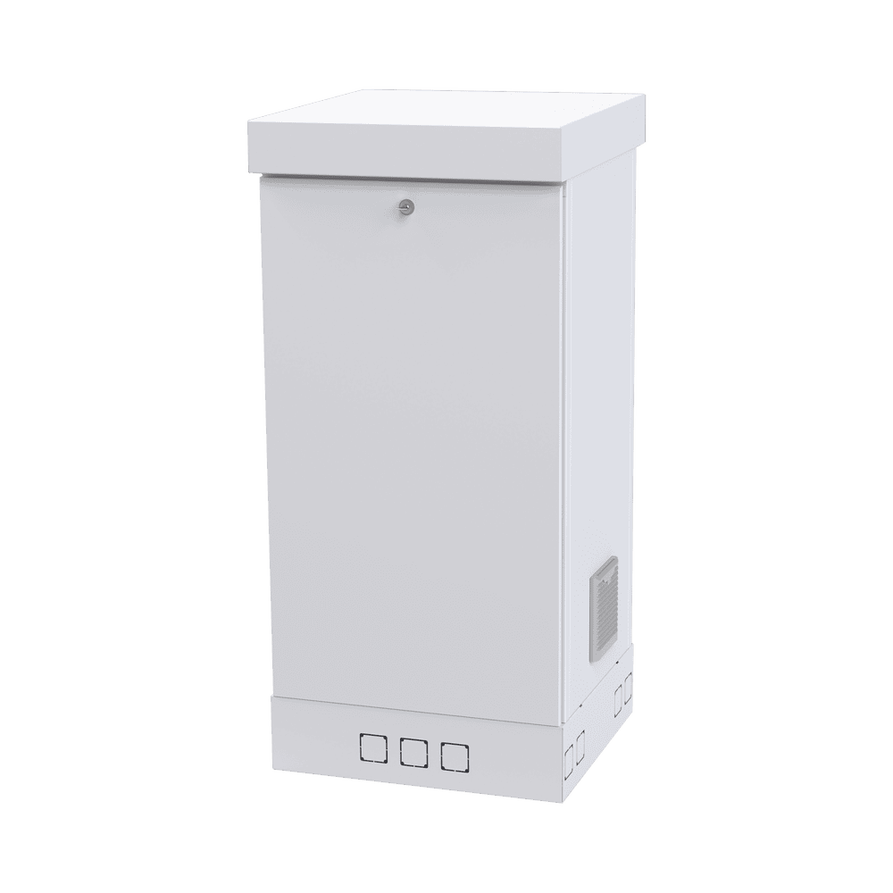 Rack Enclosure, Capacity for 20 Rack Units, 21.77 in wide, 48.90 in deep, Double doors with adjustable front and intermediate posts, White color