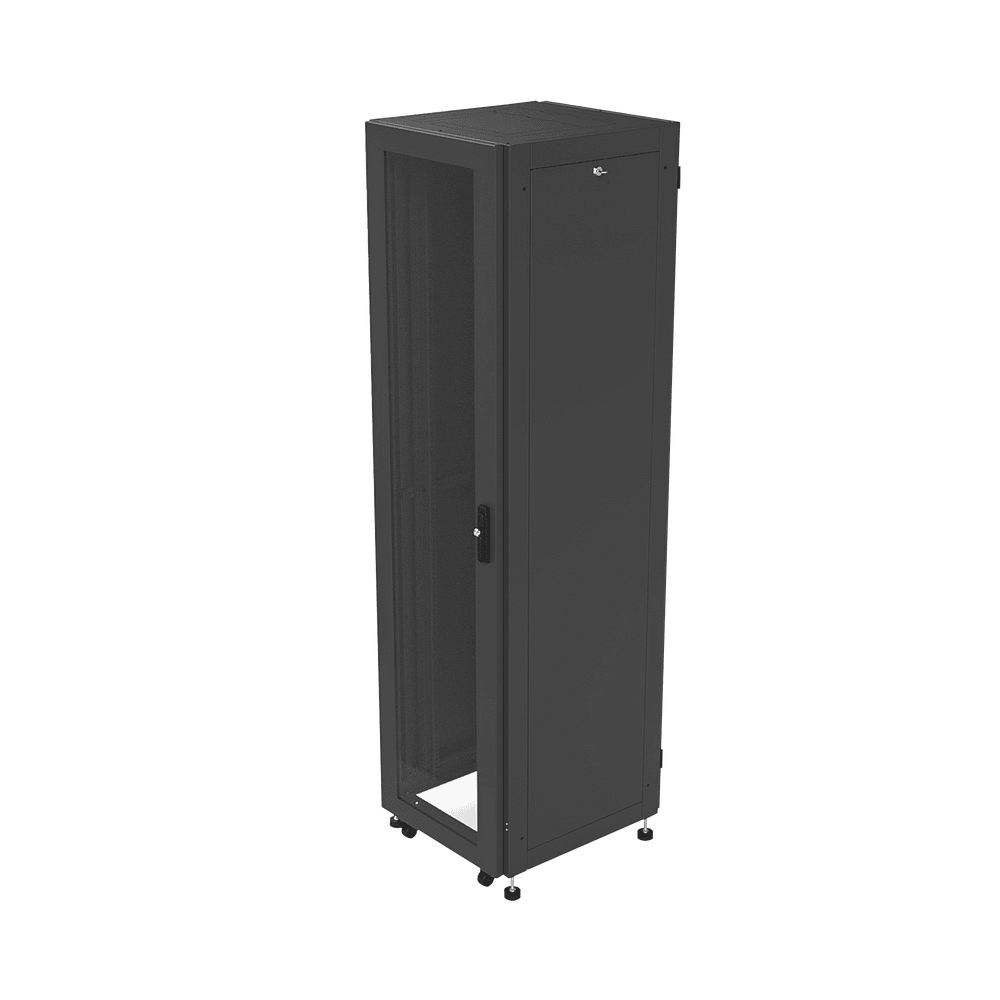 19-Inch 45U Professional Network Cabinet with Standard Rack and Glass Door (23.62 in Width x 23.62 in Depth). Shipped fully assembled.