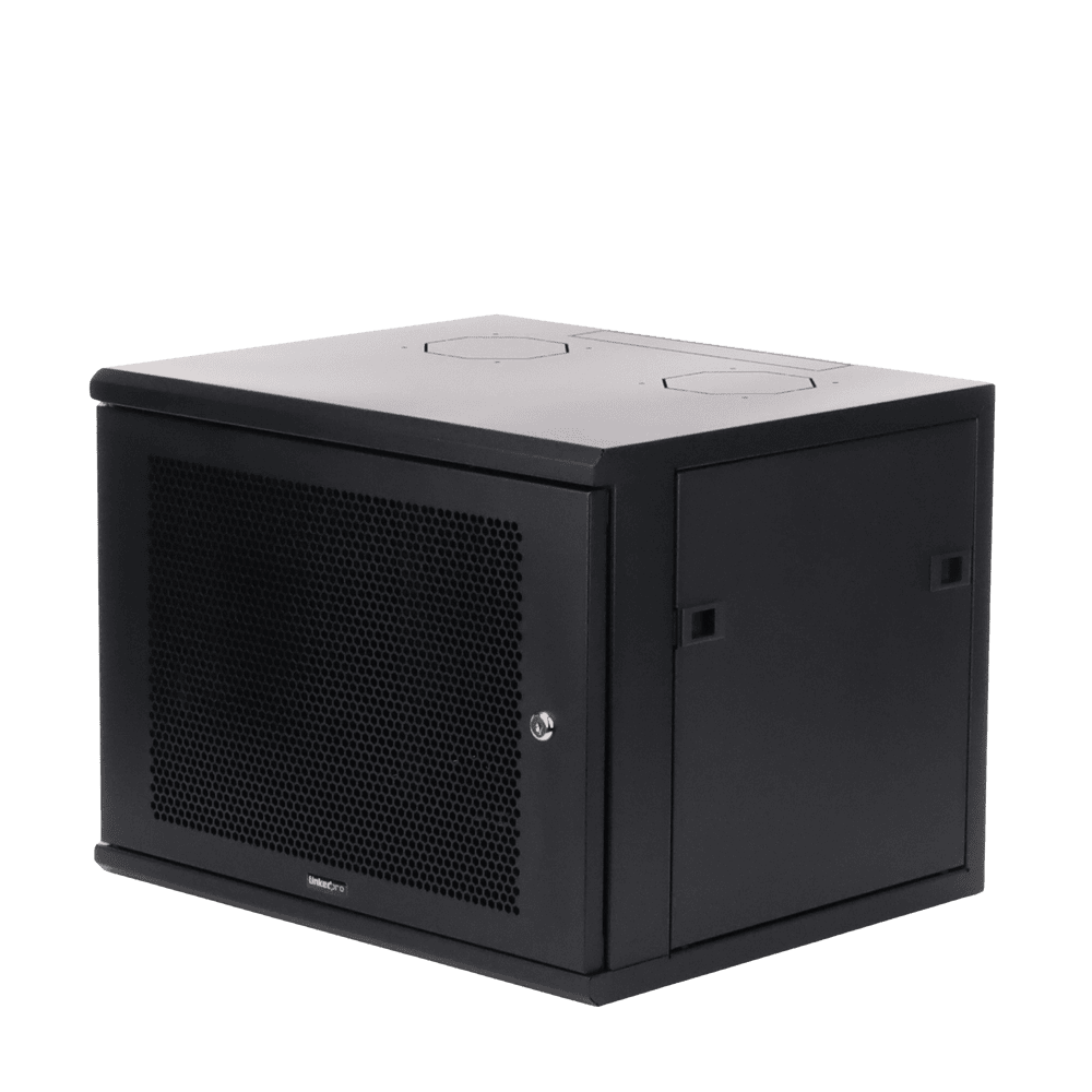 Linkedpro Wall Mount Enclosure, 19in, Perforated Door, 6 RU, 13.39 in (340 mm) Working Depth, Black. Shipped FULLY ASSEMBLED.