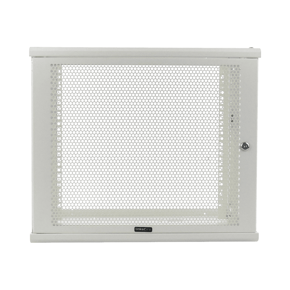 Linkedpro Wall Mount Enclosure, 19in, Perforated Door, 9 RU, 380 mm Work Depth, White. SHIPPED ASSEMBLED.