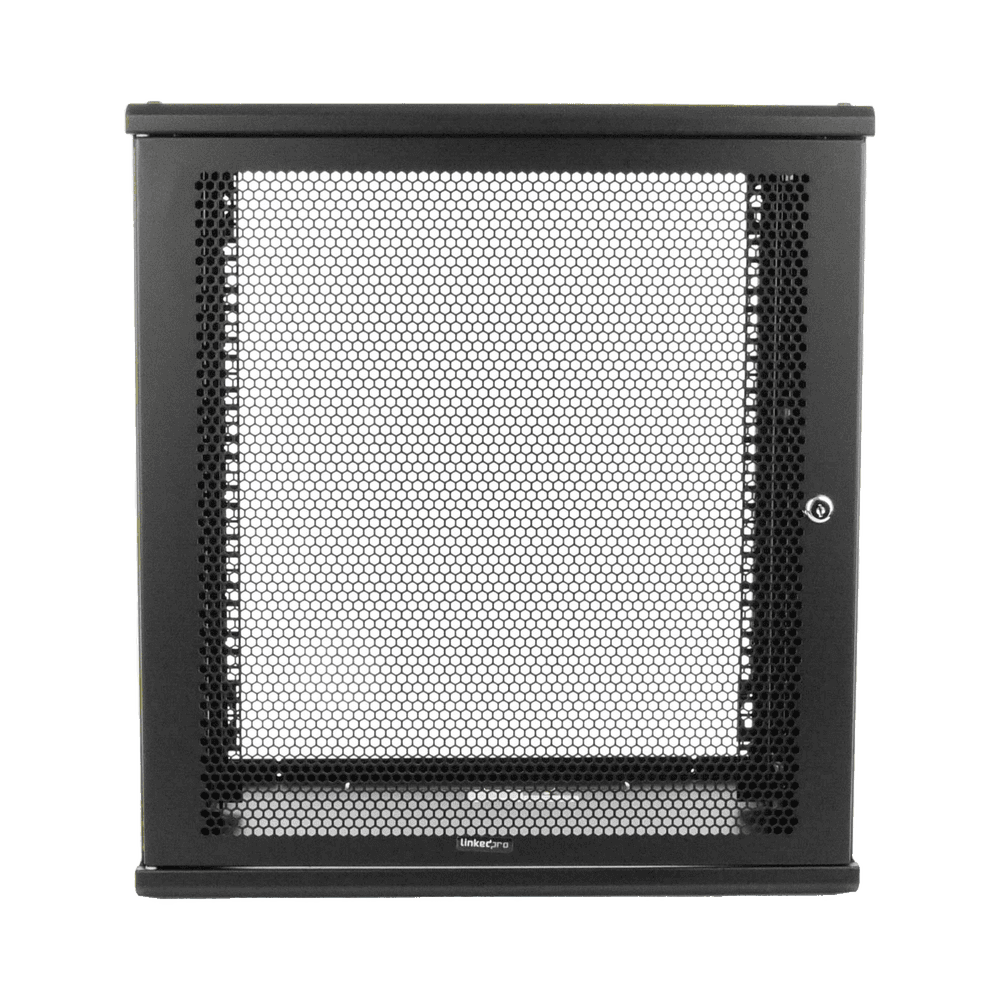 Linkedpro Wall Mount Enclosure, 19in, Perforated Door, 12 RU, 13.15 in (334 mm) Work Depth, Black. Shipped ASSEMBLED