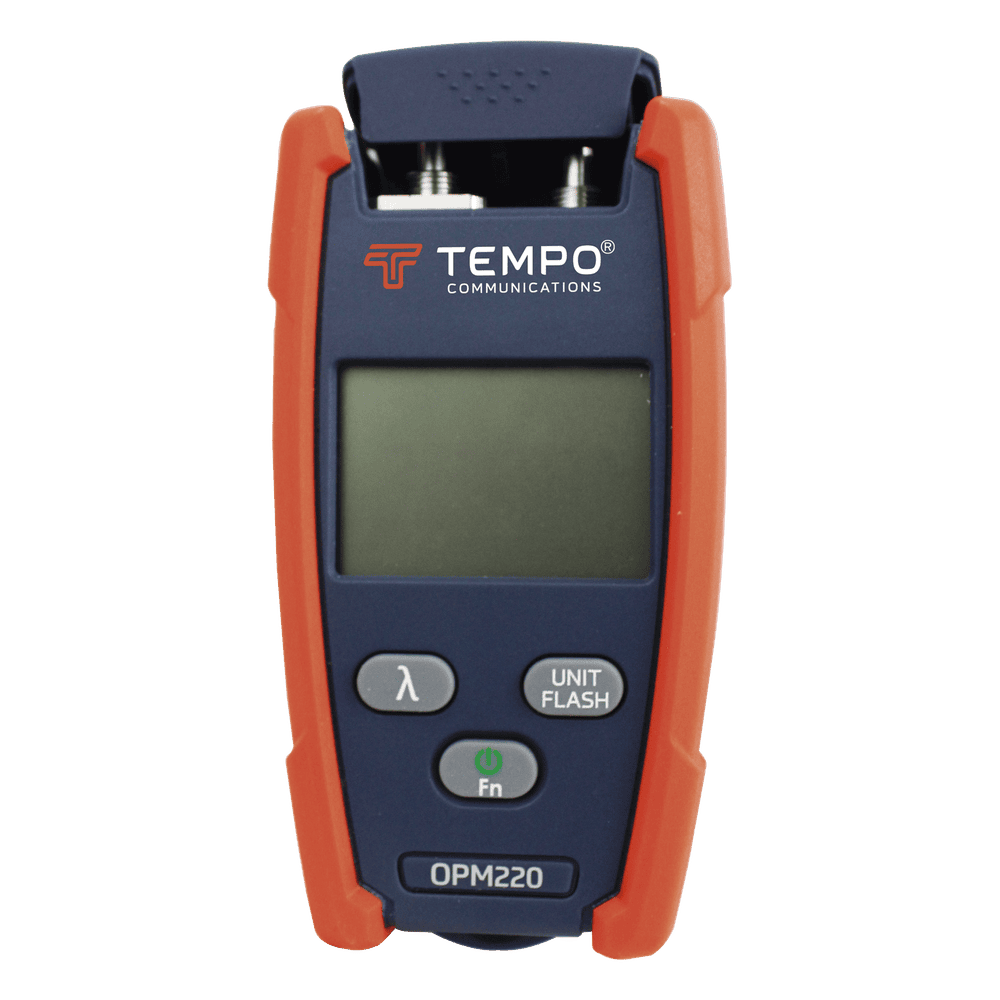 Medidor de Alta Potencia (Micro OPM) para Fibra Óptica con Localizador Visual de Fallos (VFL), Entrada Universal de 2.5 mm (para Conectores SC, ST y FC), Rango de Medición: -50 a +26 dBm OPM-220