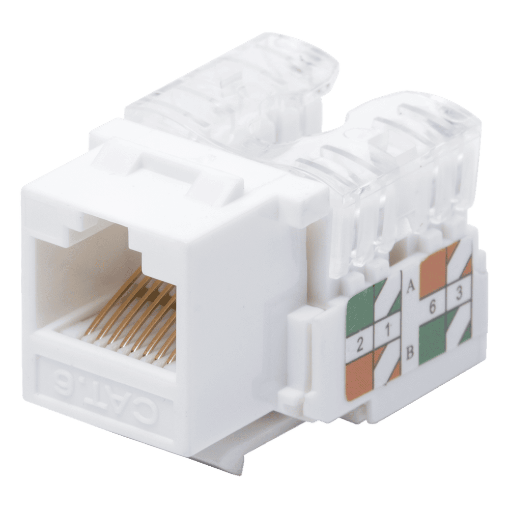 Módulo Jack Keystone Cat6 con Terminación 110 (Punchdown) para Faceplate - Color Blanco LP-KJ-601-WH