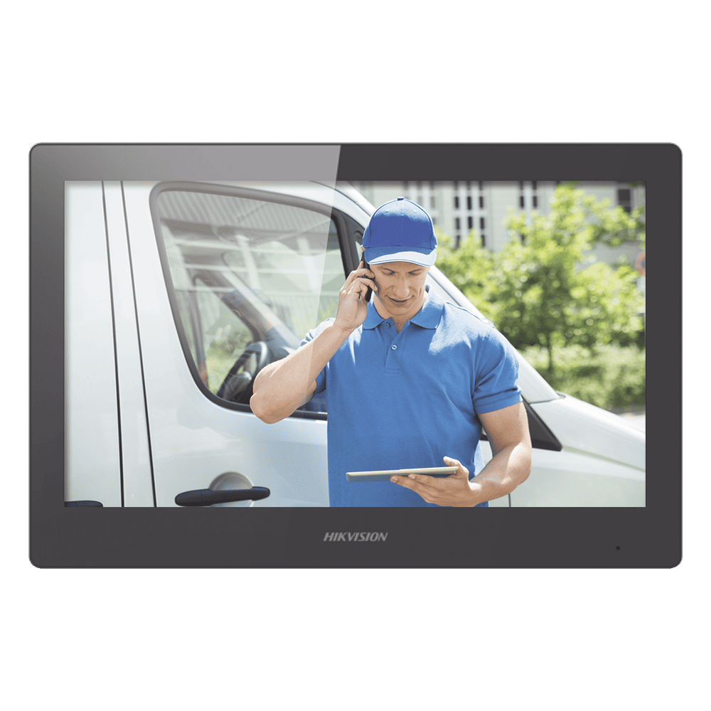 Monitor Touch Screen 10" para Videoportero IP / Estético / Video en Vivo / WiFi / Apertura Remota / llamada entre monitores / Audio de dos vías / Policarbonato DS-KH8520-WTE1