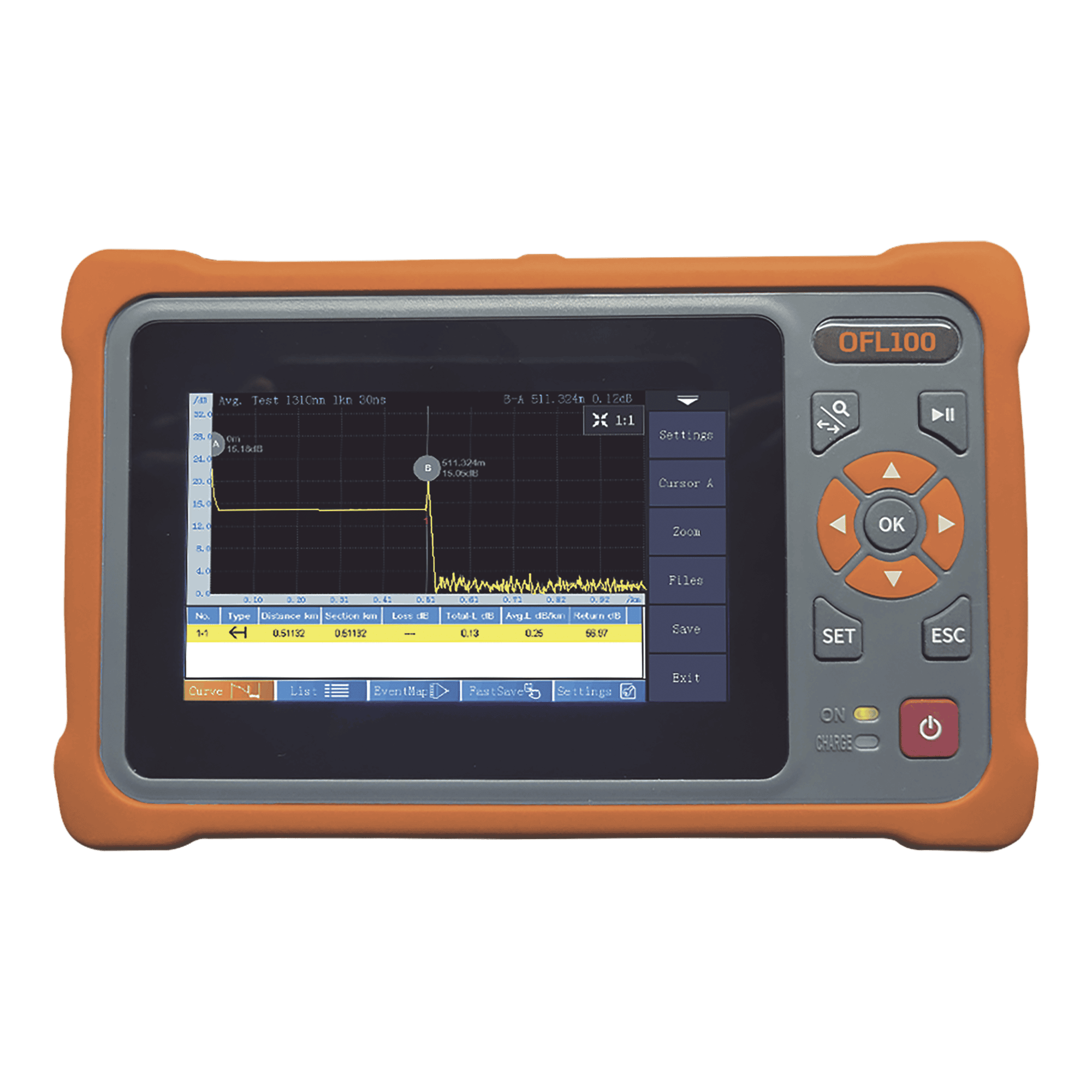OTDR Monomodo para Pruebas en Enlaces de Fibra Óptica, Longitudes de Onda 1310 y 1550 nm, Entrada SC/APC OFL100