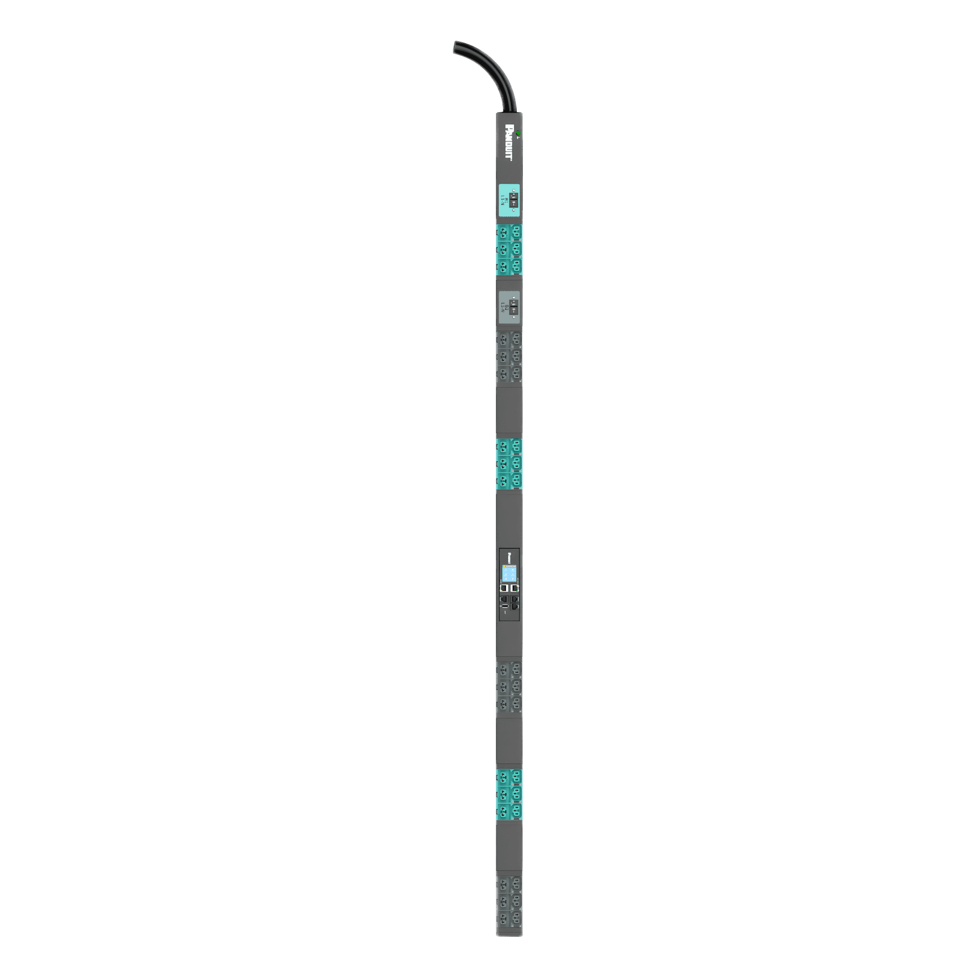 PDU Inteligente Monitoreable EL2P para Distribución de Energía, Enchufe de Entrada IEC 60309 2P+E 6h, Con 18 Salidas C13/C15 y 18 C13/C15/C19/C21, de Instalación Vertical, 230 Vca, 32 Amp E36D06L