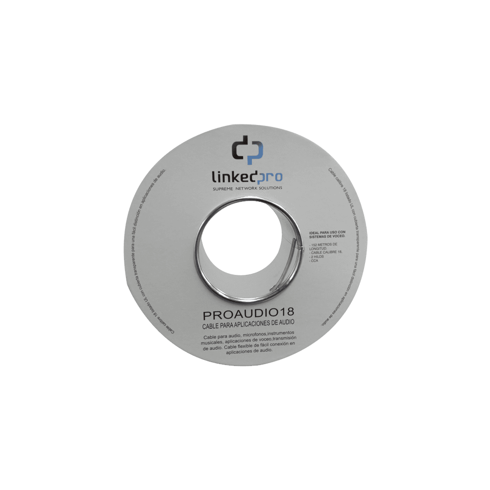 Professional Grade Audio Cable, Gauge 18, 2 Wires, Type CCA, Ideal for Speakers and Microphones, Reel 500 ft (150 m)