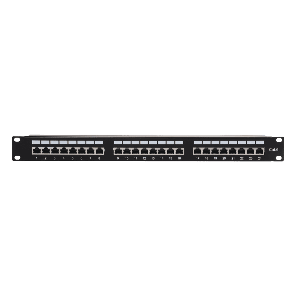 Panel de Parcheo de Impacto (110) Blindado (STP) de 24 Puertos Cat6, 19 Pulgadas LP-PP-630