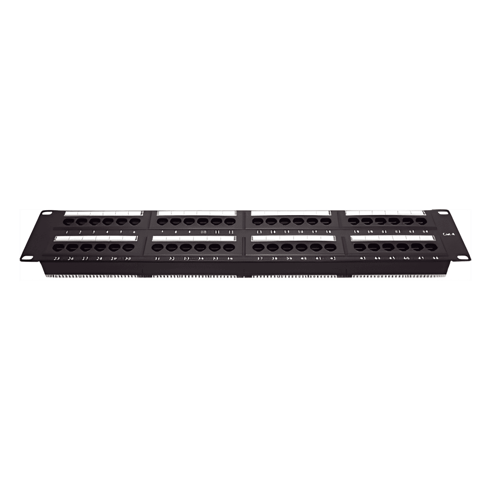 Panel de Parcheo de Impacto (110) UTP de 48 Puertos Cat6, 19 Pulgadas (48.26 cm), 2U, con Barra para Organizar Cable LP-PP-608
