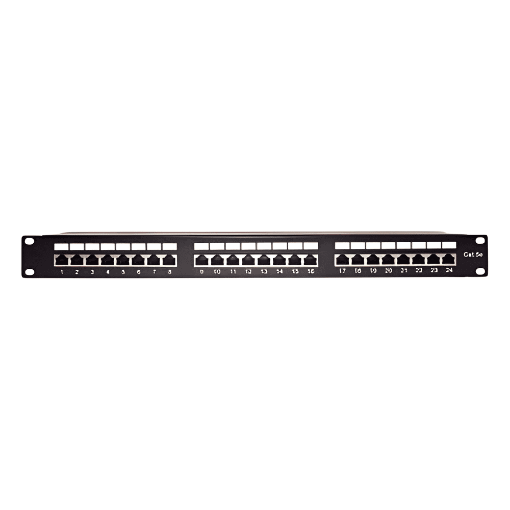 Panel de Parcheo de Impacto Blindado (STP) de 24 Puertos Cat5e, 19 Pulgadas LP-PP-530