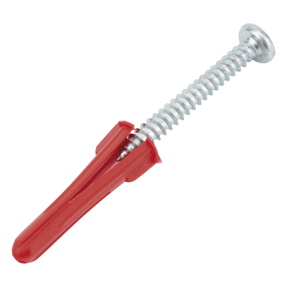 Paquete Con 10 Taquetes Rojos de 1/4" y 10 tornillos 10 x 1 1/2" (4.82 x 38 mm) (1103-05002) TP-2X-KIT