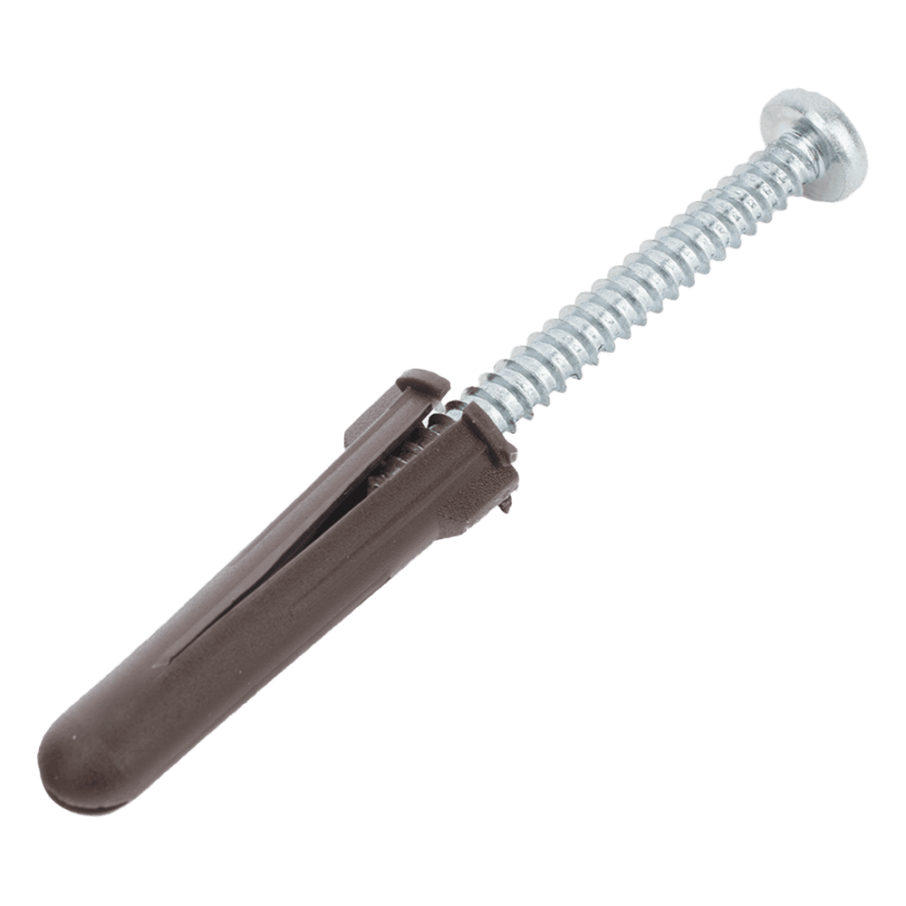 Paquete de 10 taquetes café 1 3/4" y 10 tornillos 10mm x 1 3/4" (1104-05002) TP-2B-KIT
