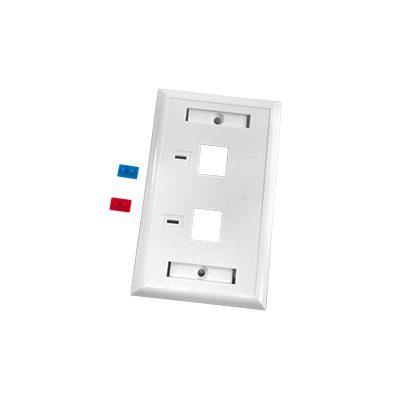 Placa de Pared de 2 Puertos, Keystone, con Espacio para Etiqueta, Color Blanco LP-FP-22