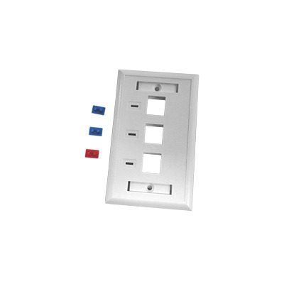 Placa de Pared, de 3 Puertos, Keystone, con Espacio para Etiqueta - Color Blanco LP-FP-23