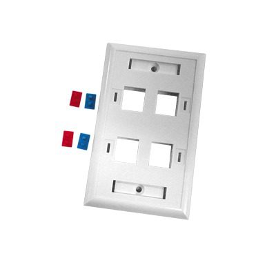 Placa de Pared de 4 Puertos, Keystone, con Espacio para Etiqueta, Color Blanco LP-FP-24