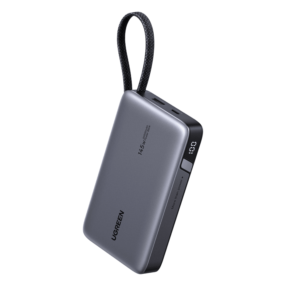 Power Bank 20000mAh con Cable Integrado / Carga Rápida 100W / USB-C PD 3.0 / 4 Celdas Li-ion / 72Wh / Carga Múltiple 145W / Compacto 139x80x27mm 55992B