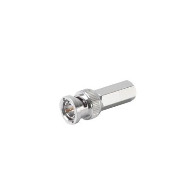 BNC Male Connector, Twist-on (Hex.) in Clock Wise Sense for RG-59/U Coaxial Cable, Nickel/ Gold/ Delrin.