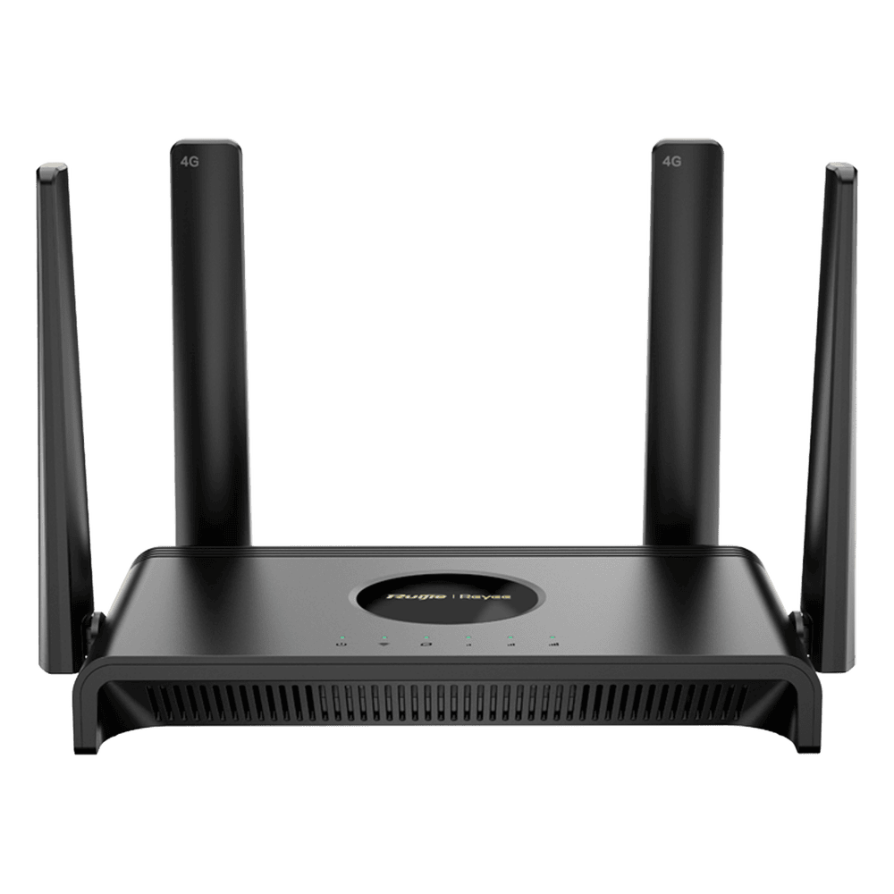 Router 4G LTE CAT.4 / Wi-Fi 4 N300 300 Mbps / Slot Micro SIM Plug & Play / 4 Puertos 10/100 / 4 Antenas Externas / Administración Cloud Ruijie Reyee RG-EW300T-LA