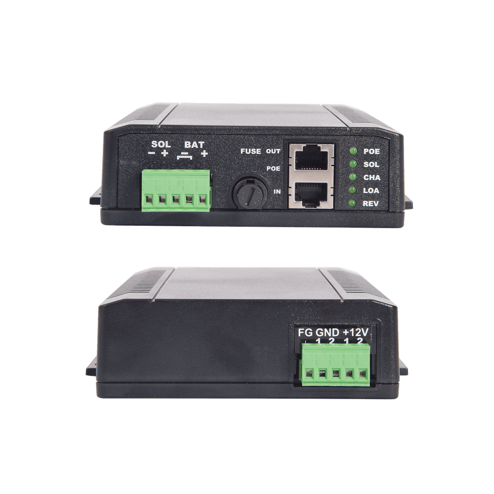Solar Controller with 12 VDC PoE, PoE Output 24 Vdc, 12 Vdc Auxiliary Output