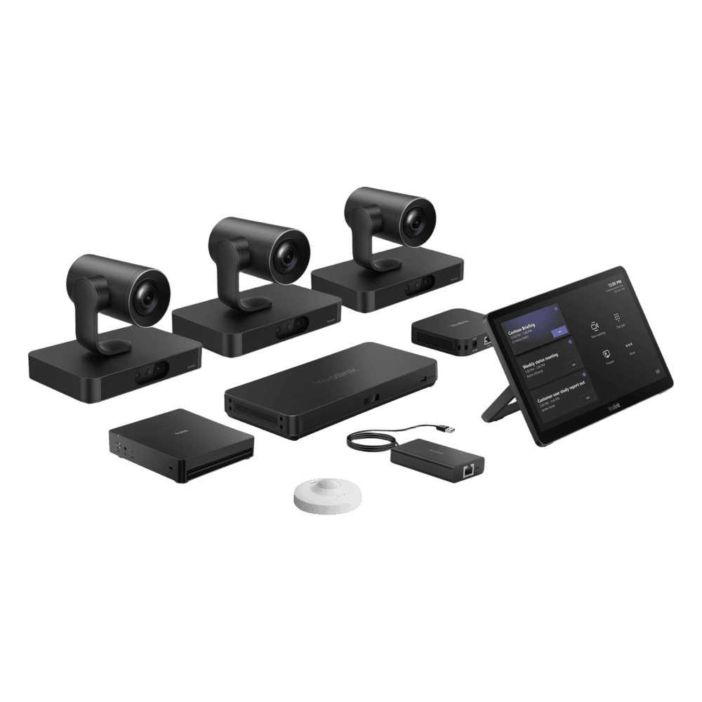 Sistema de Videoconferencia MVC-S98-C5U-004 de Yealink diseñado para Salas Extra Grandes con Triple Cámara Inteligente y Funciones Avanzadas de IA MVC-S98-C5U-004
