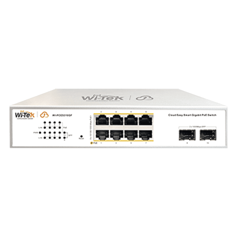 Switch Administrable PoE / 8 puertos PoE af/at Gigabit / 2 x SFP Gigabit / Administración Cloud Gratuita / Presupuesto 120 W WI-PCES310GF