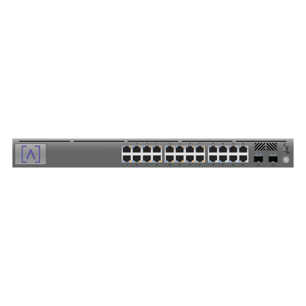 Switch Gigabit PoE+ Administrable / 24 puertos 10/100/1000 Mbps (16 de ellos POE+) + 2 Puertos SFP Uplink / Hasta 240W / Alta LabsCloud. S24-POE