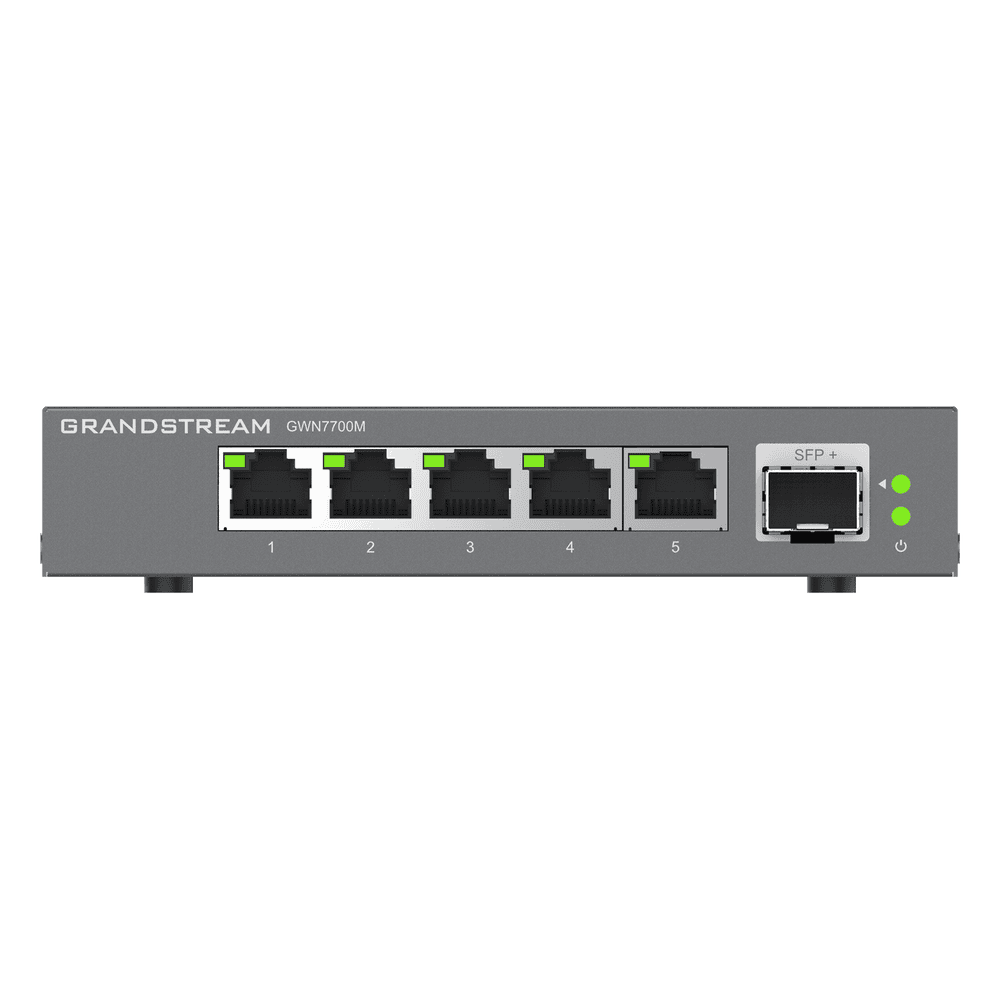 Switches de red Multi-Gigabit de 2.5G No Administrable / 5 Puertos RJ45 de 100/1000/2500Mbps / 1 puerto de fibra SFP+ GWN7700M