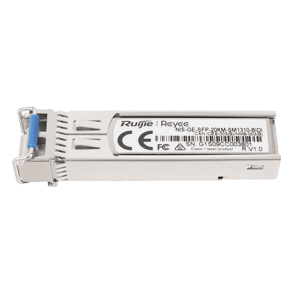 Transceptor Industrial BIDI Monomodo SFP 1G (Lado A), hasta 20 Kilómetros, TX 1310 / RX 1550, soporta Temperaturas de -40° a 85° C NIS-GE-SFP-20KM-SM1310-BIDI