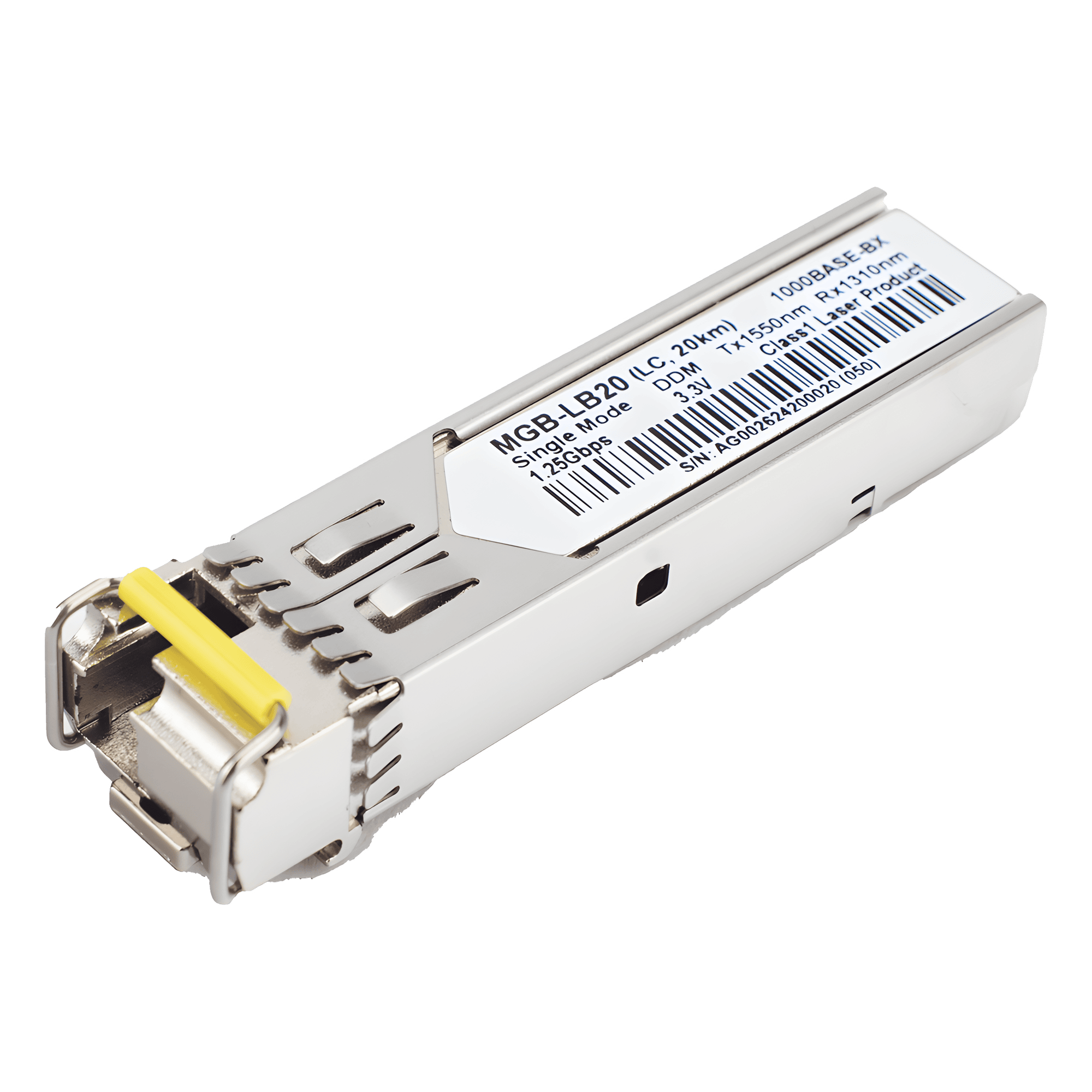 Transceptor mini-Gbic SFP 1G LC TX:1550nm RX:1310 para fibra Mono Modo 20 Km WDM, Requiere MGB-LA20 MGB-LB20