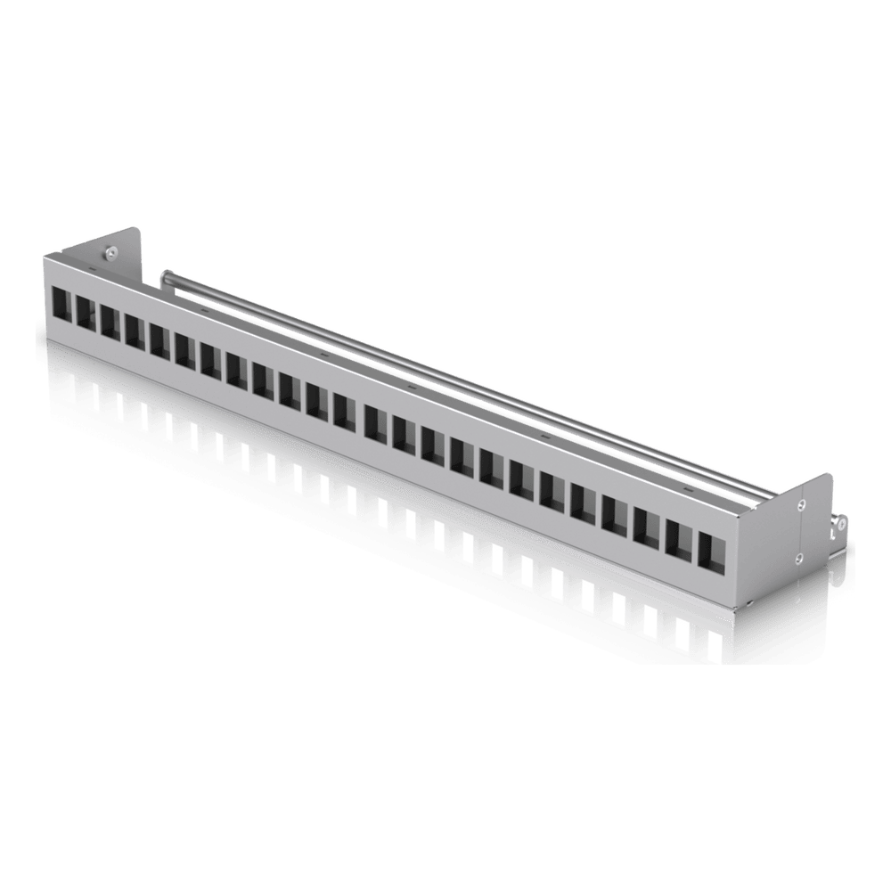UACC Rack Patch Panel Blank 24 Puertos - Panel Patch Keystone 1U con Barra de Gestión de Cables y Estética Uniforme UACC-RACK-PANEL-PATCH-BLANK-24