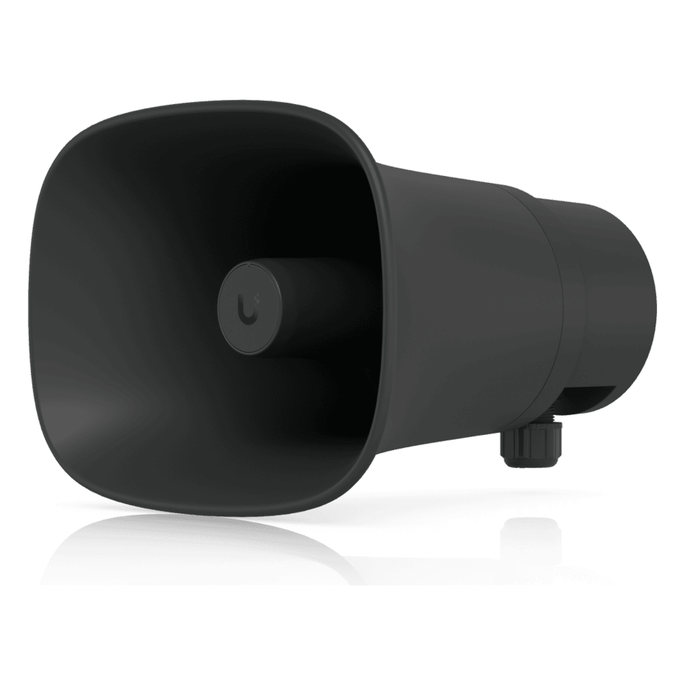 UniFi Protect AI Horn Speaker, Altavoz IP 120 dB, PoE+, Alerta AI Avanzada, Montaje Pared, Esquina y Poste, IP66, Color Negro UP-AI-HORN-SPEAKER-B