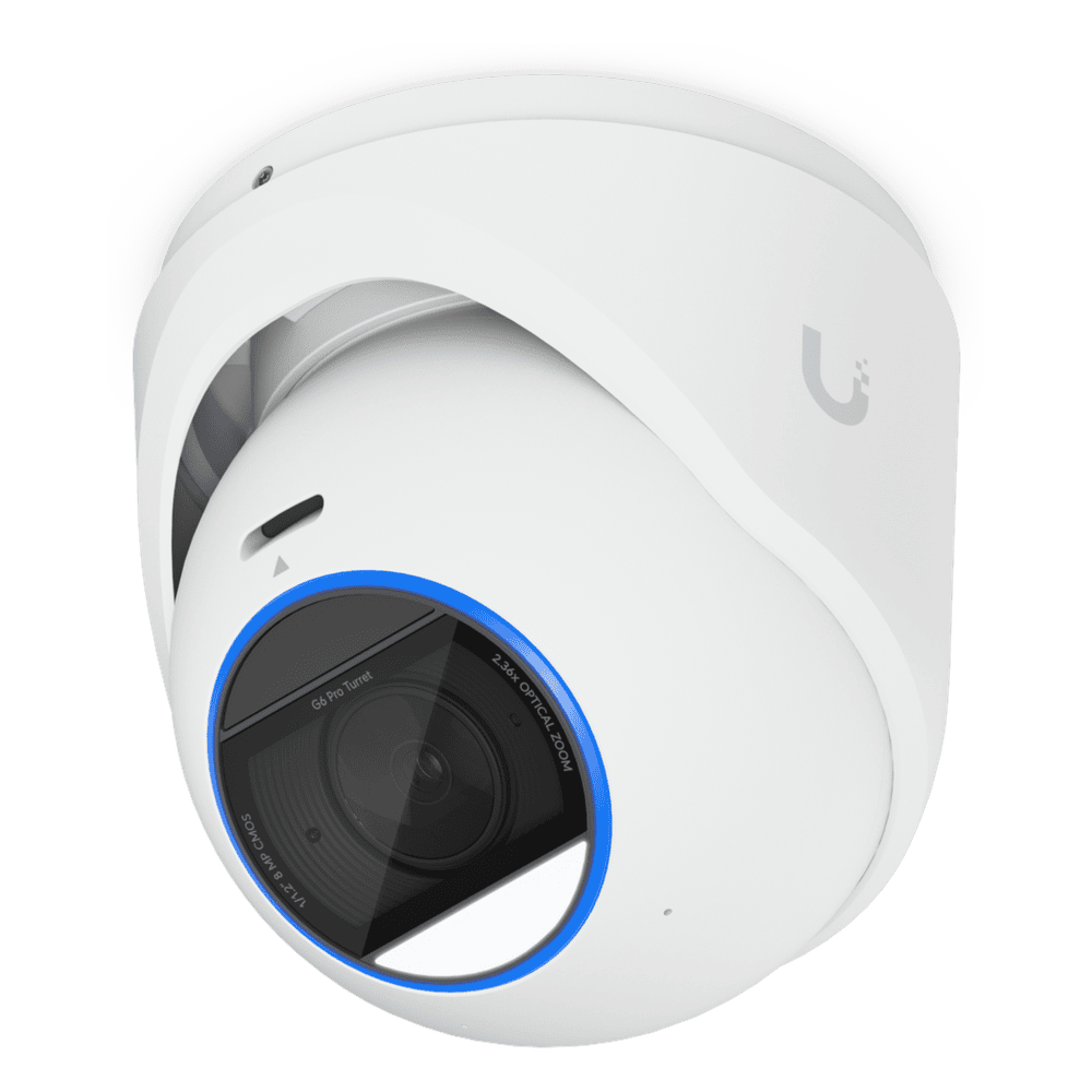 UniFi Protect G6 Pro Turret – Cámara 4K PoE+ Antimanipulación y Todo Clima con Motor de IA Multi-TOPS, Zoom Óptico 2.36× y Sensor CMOS 1/1.2 UVC-G6-PRO-TURRET-W