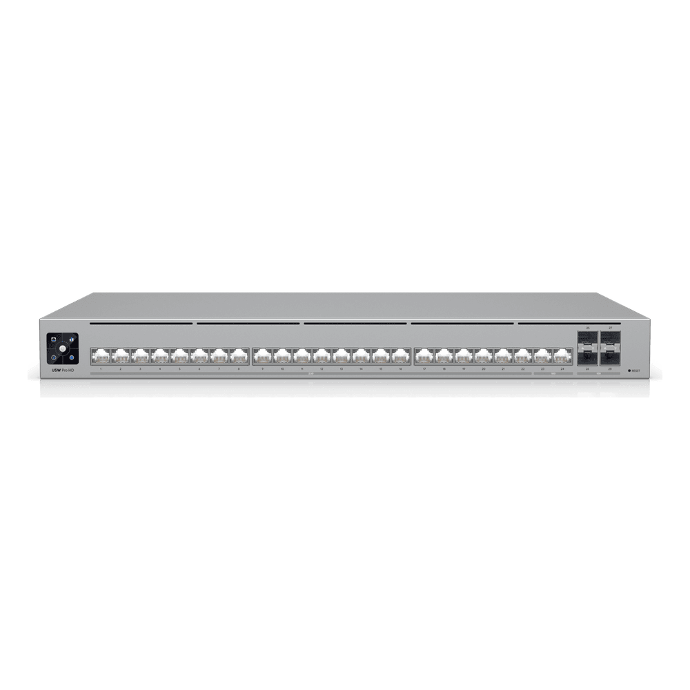 UniFi Switch Pro HD Capa 3, 24 puertos Etherlighting / (22) puertos 2.5 GbE, (2) puertos 10GbE, (4) puertos 10G SFP+ USW-PRO-HD-24