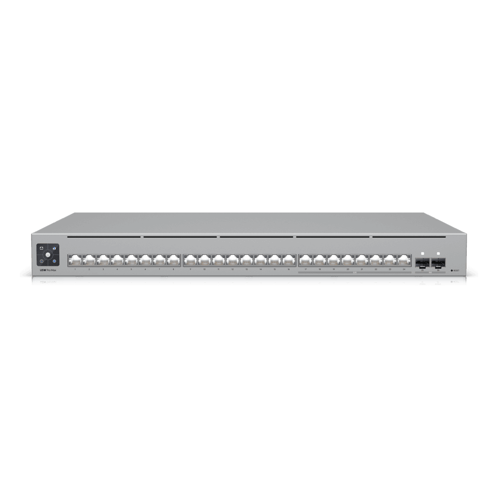 UniFi Switch Pro Max 24 – Switch Capa 3 con 24 Puertos (8 × 2.5 GbE y 16 × 1 GbE), 2 Puertos SFP+ 10G y Pantalla Informativa Integrada USW-PRO-MAX-24