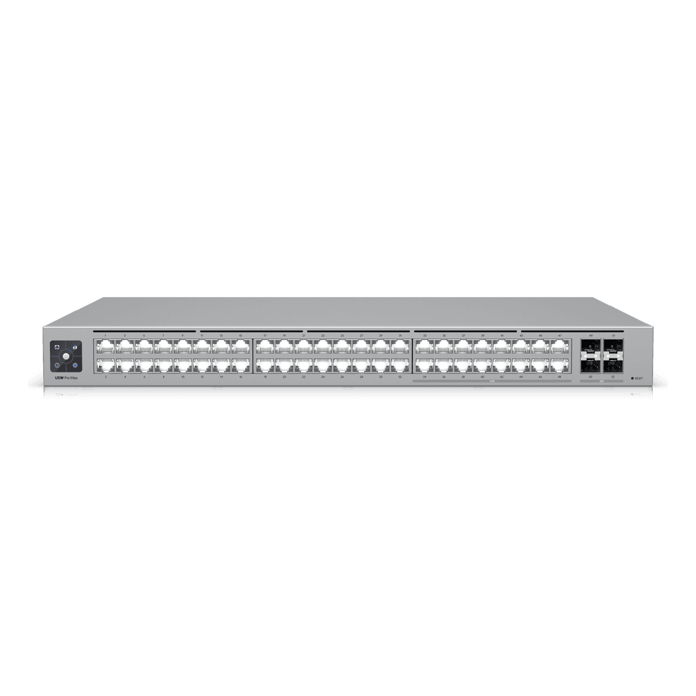 UniFi Switch Pro Max 48 – Switch Capa 3 con 48 Puertos (16 × 2.5 GbE y 32 × 1 GbE), 4 Puertos SFP+ 10G y Pantalla Informativa Integrada USW-PRO-MAX-48