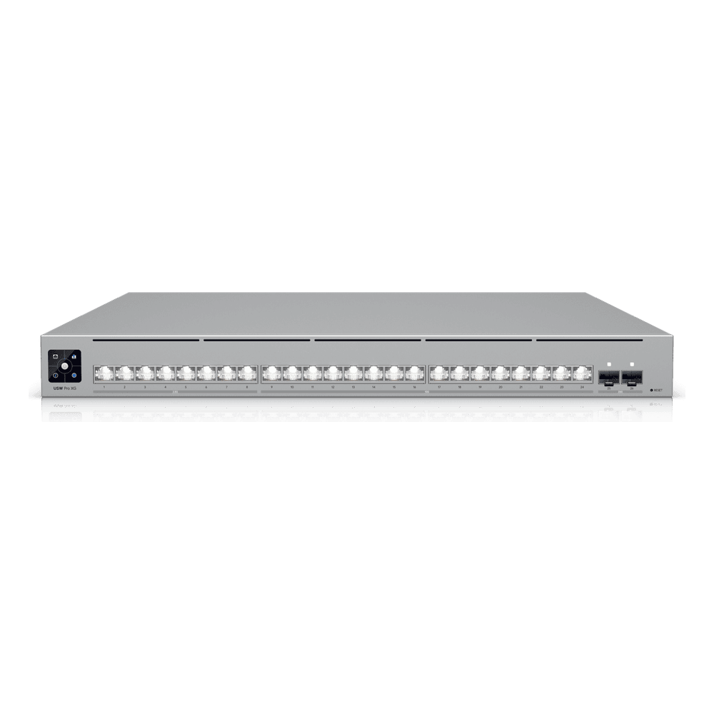 UniFi Switch USW-Pro-XG-24 / Capa 3 / 24 puertos (16 × 10 GbE, 8 × 2,5 GbE) + 2 puertos SFP28 25 G USW-PRO-XG-24