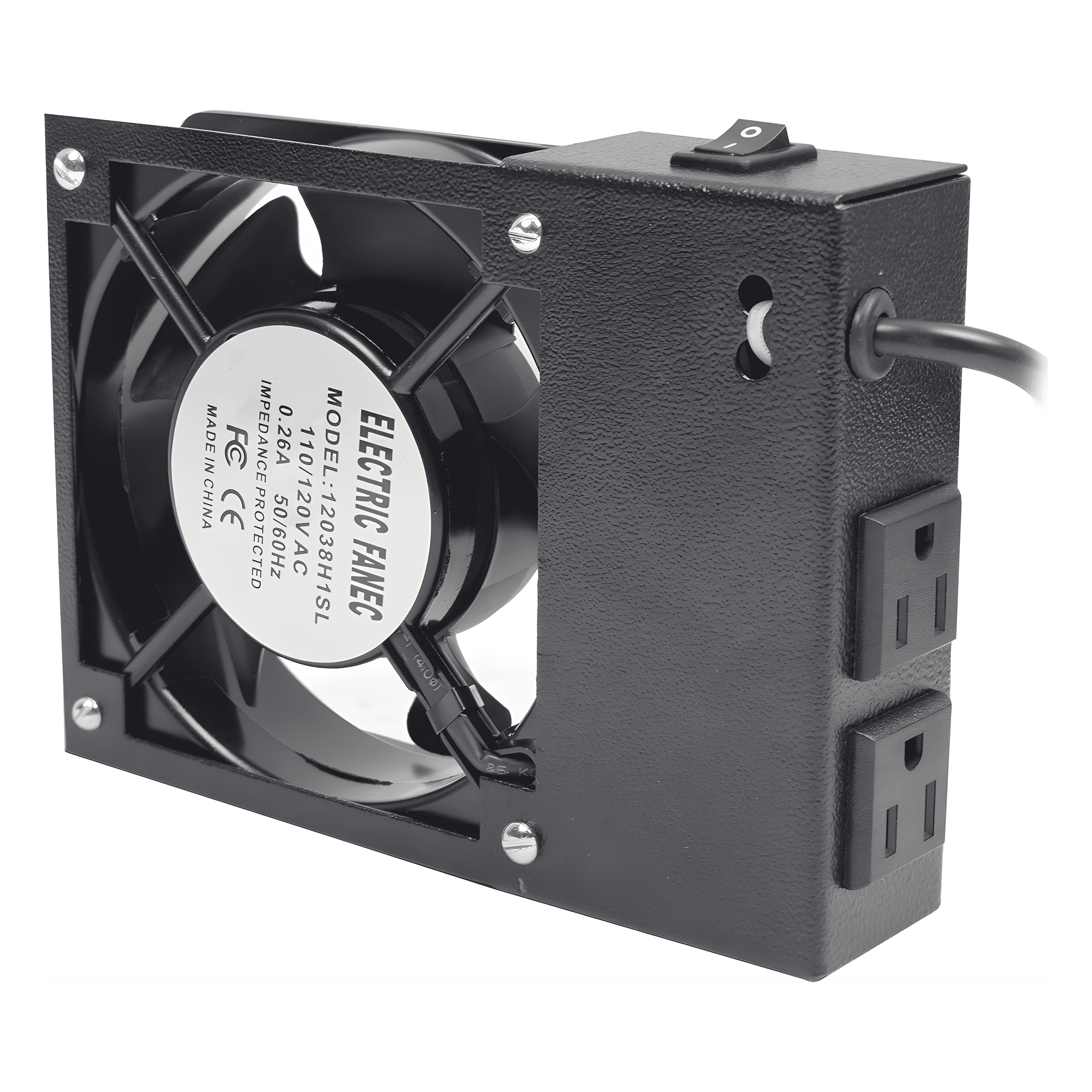 Ventilador 110 Vca con Clavija para Gabinete de Pared con 2 Tomas de Corriente LP-VENT-01