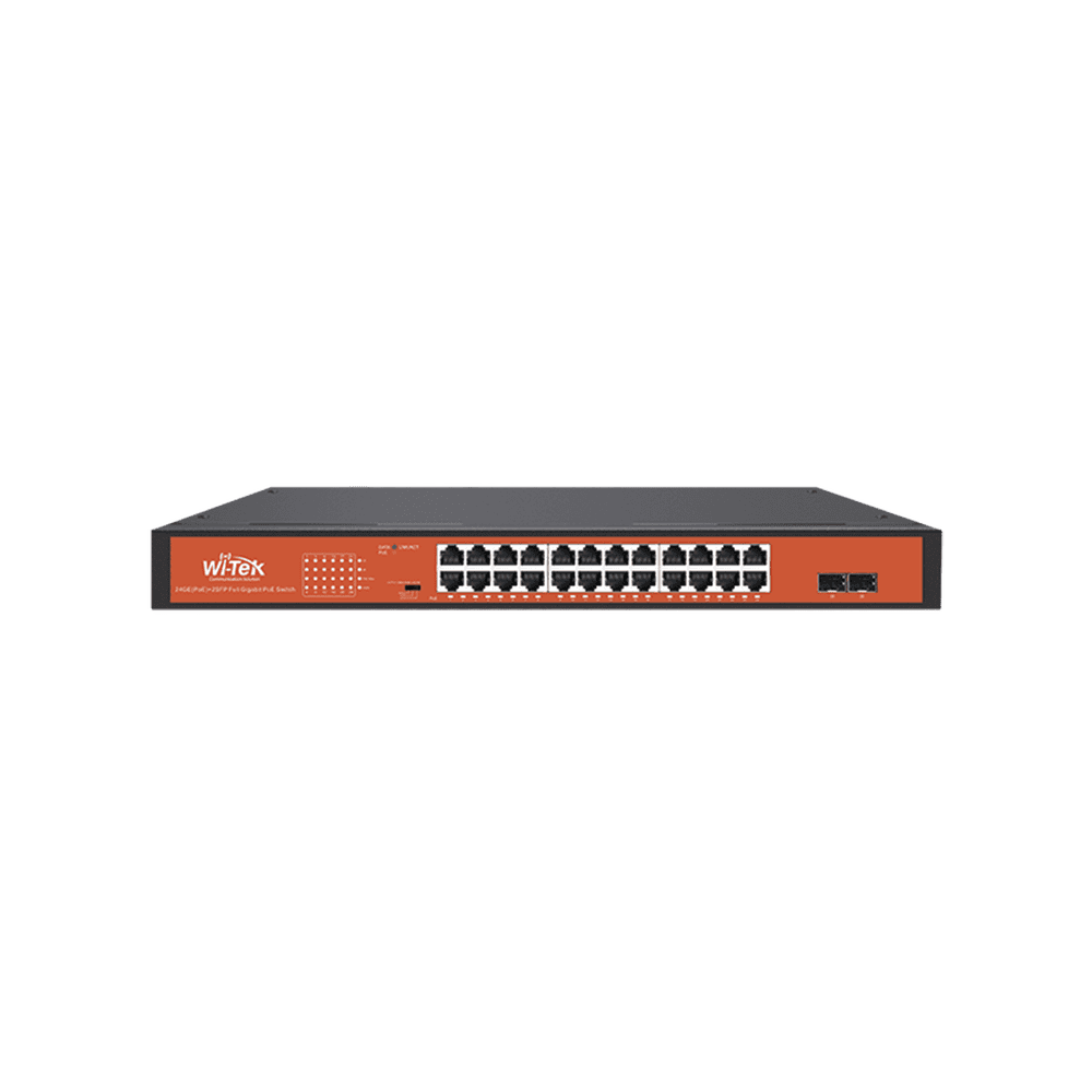 24-Port Gigabit PoE Switch with 2 SFP Slots, 250m Long-Distance CCTV Mode, and 250W Power Budget