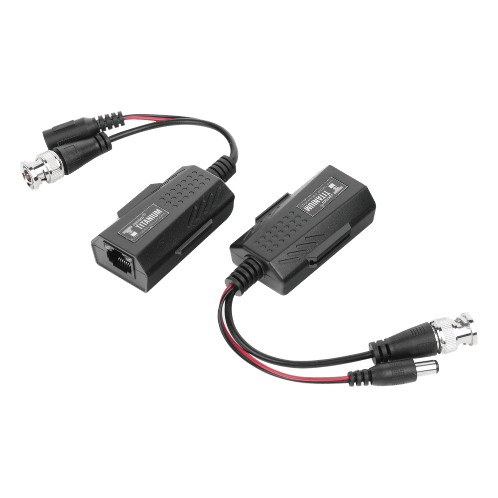 Kit de transceptores activos con conector para alimentación (12V/24Vcc/AC) TurboHD para aplicaciones de video por UTP Cat5e/6 en HD. Distancia de hasta 150 m en 4K TT-101-PV-TURBO