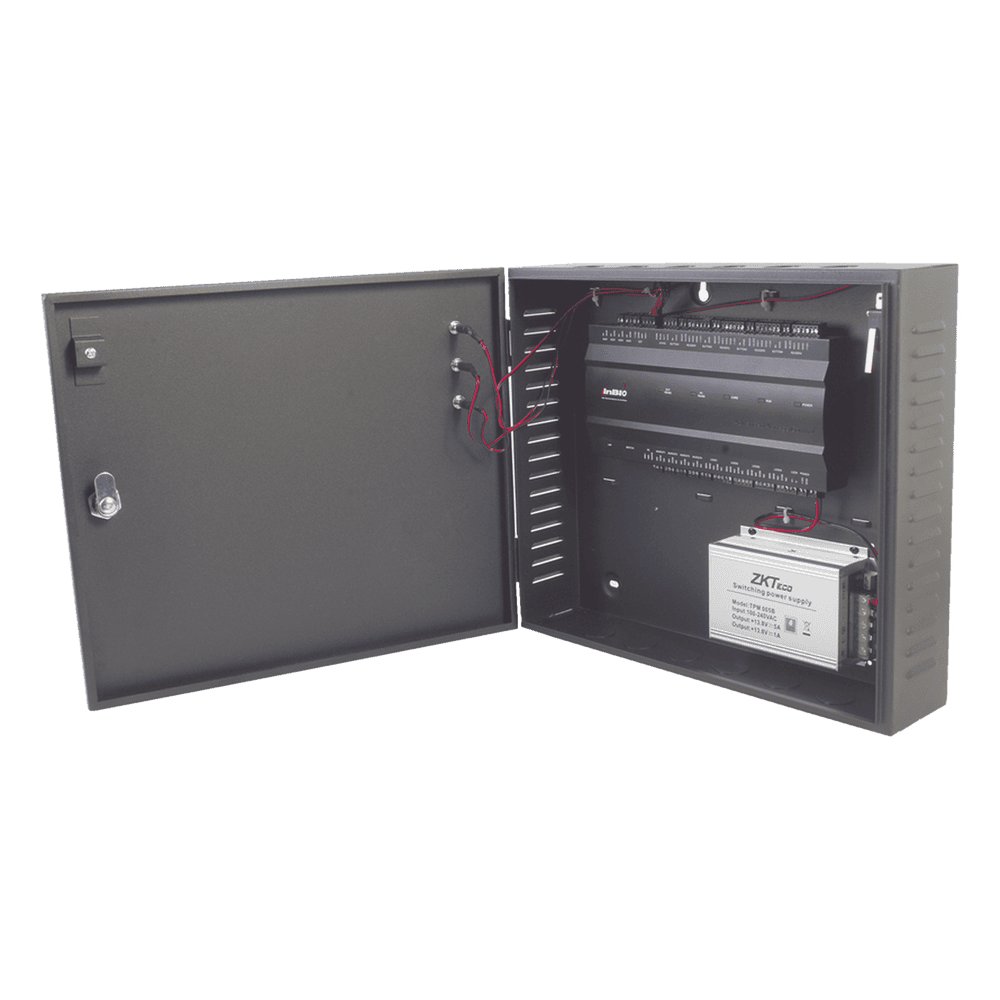 Controlador de Acceso 4 Puertas / 3,000 Huellas 30,000 Tarjetas / TCP/IP / Gabinete Metálico y Fuente 12V 5A INBIO460L